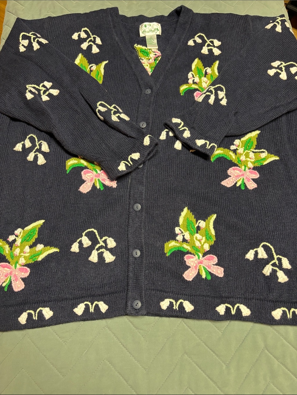 The Quacker Factory Floral Embroidered V‑Neck Cardigan Sweater